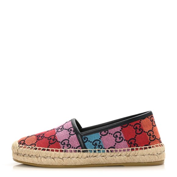 100% AUTHENTIC GUCCI MONOGRAM MULTICOLOR ESPADRILLES SHOES SIZE 35 - Picture 2 of 10